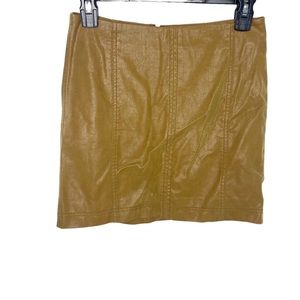 Free People Womens Faux Leather Vegan mini skirt Chestnut
